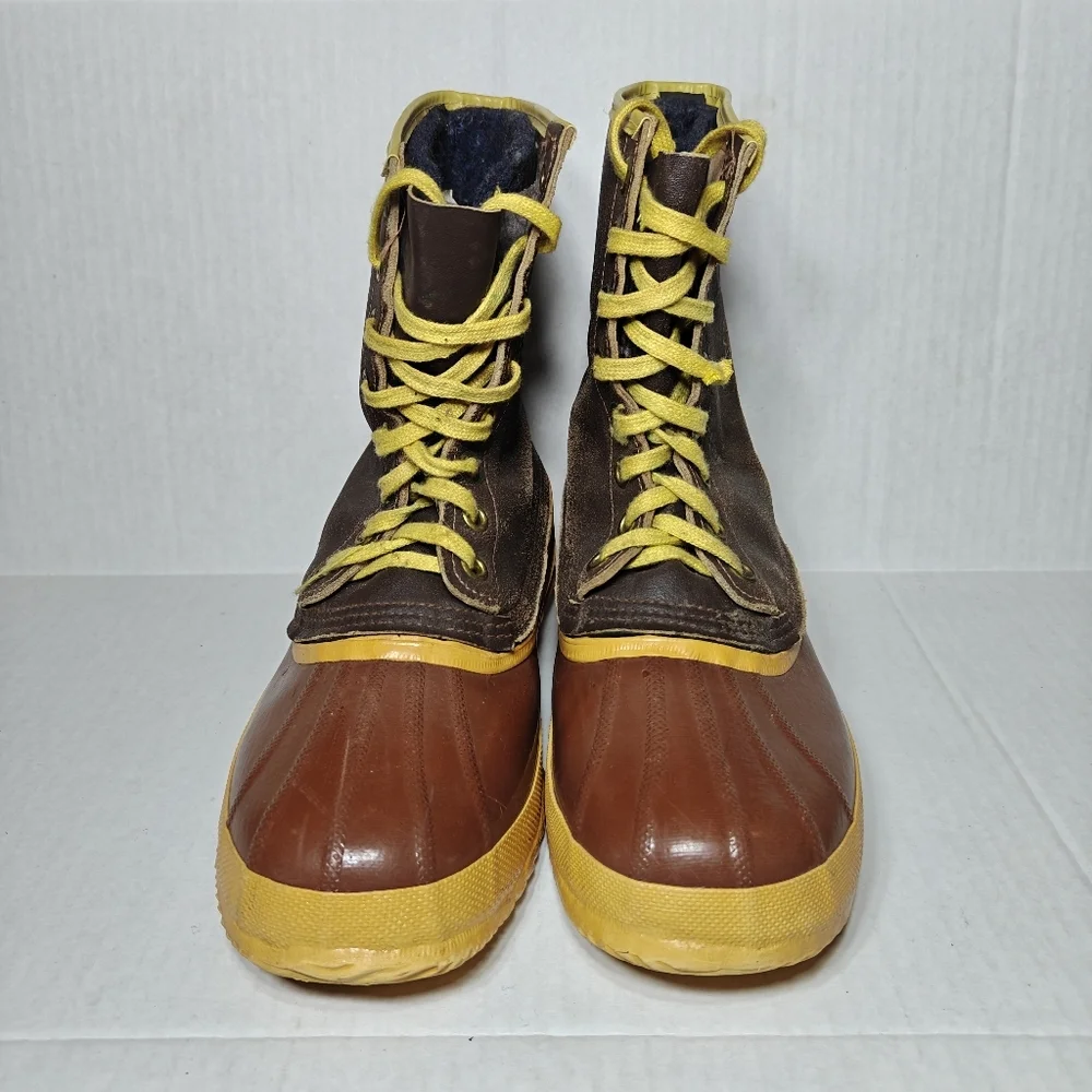 Sorel Arctic Pac Leather Rubber Wool Lined Lace Up Duck Tan Brown Boots Men's 10